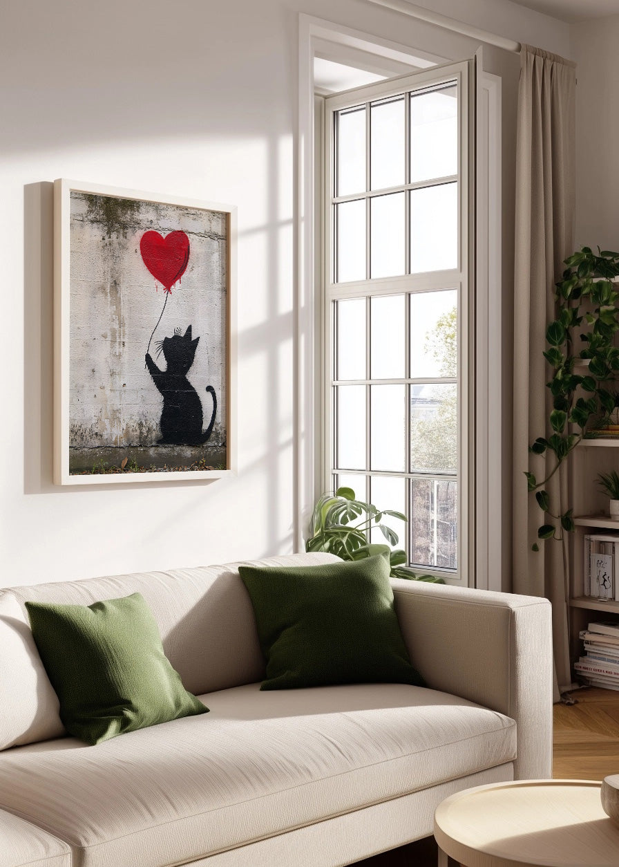 Cuadro Gato con corazón de Banksy