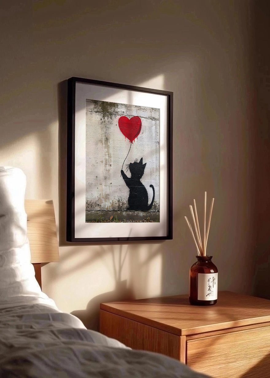 Cuadro Gato con corazón de Banksy