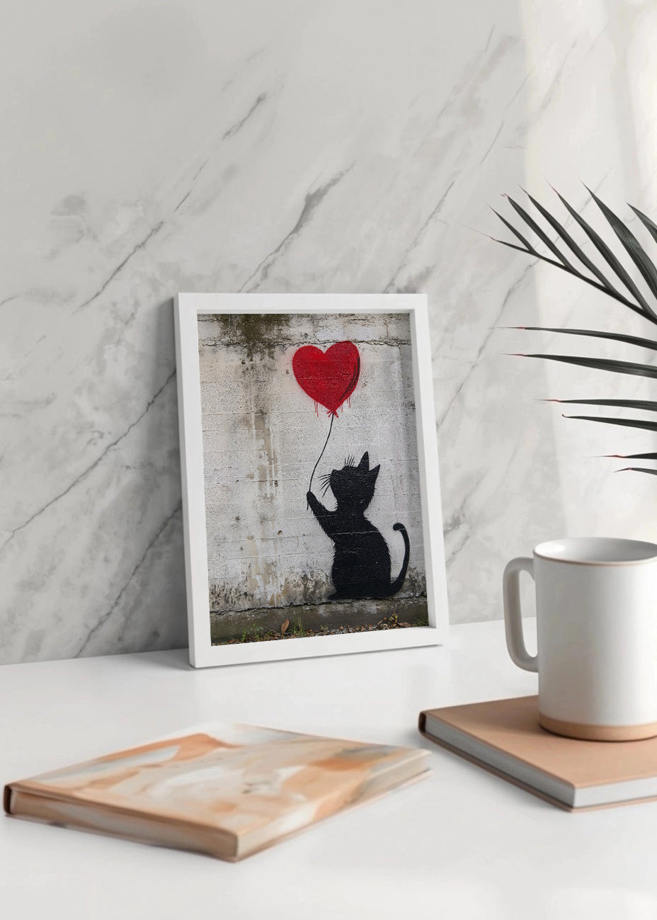 Cuadro Gato con corazón de Banksy