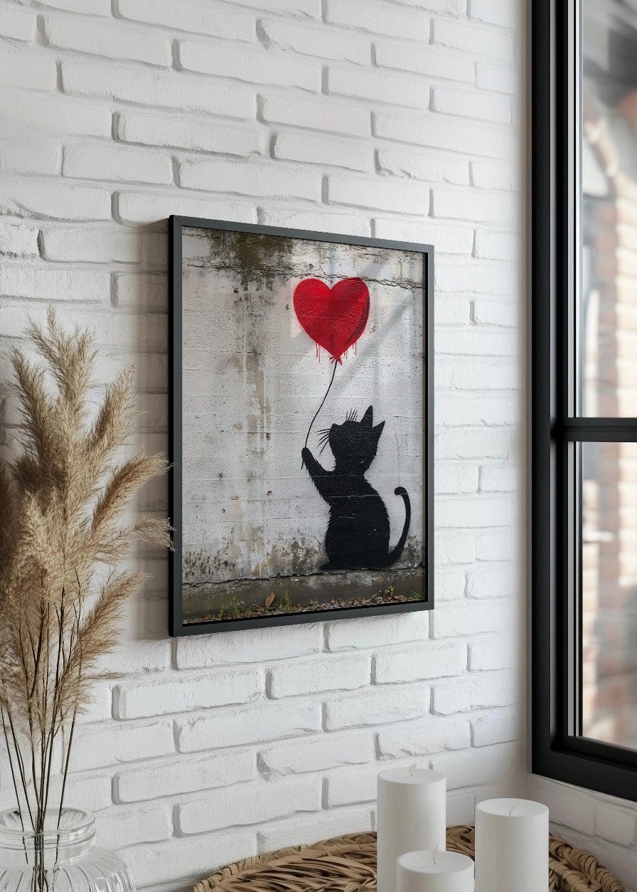 Cuadro Gato con corazón de Banksy