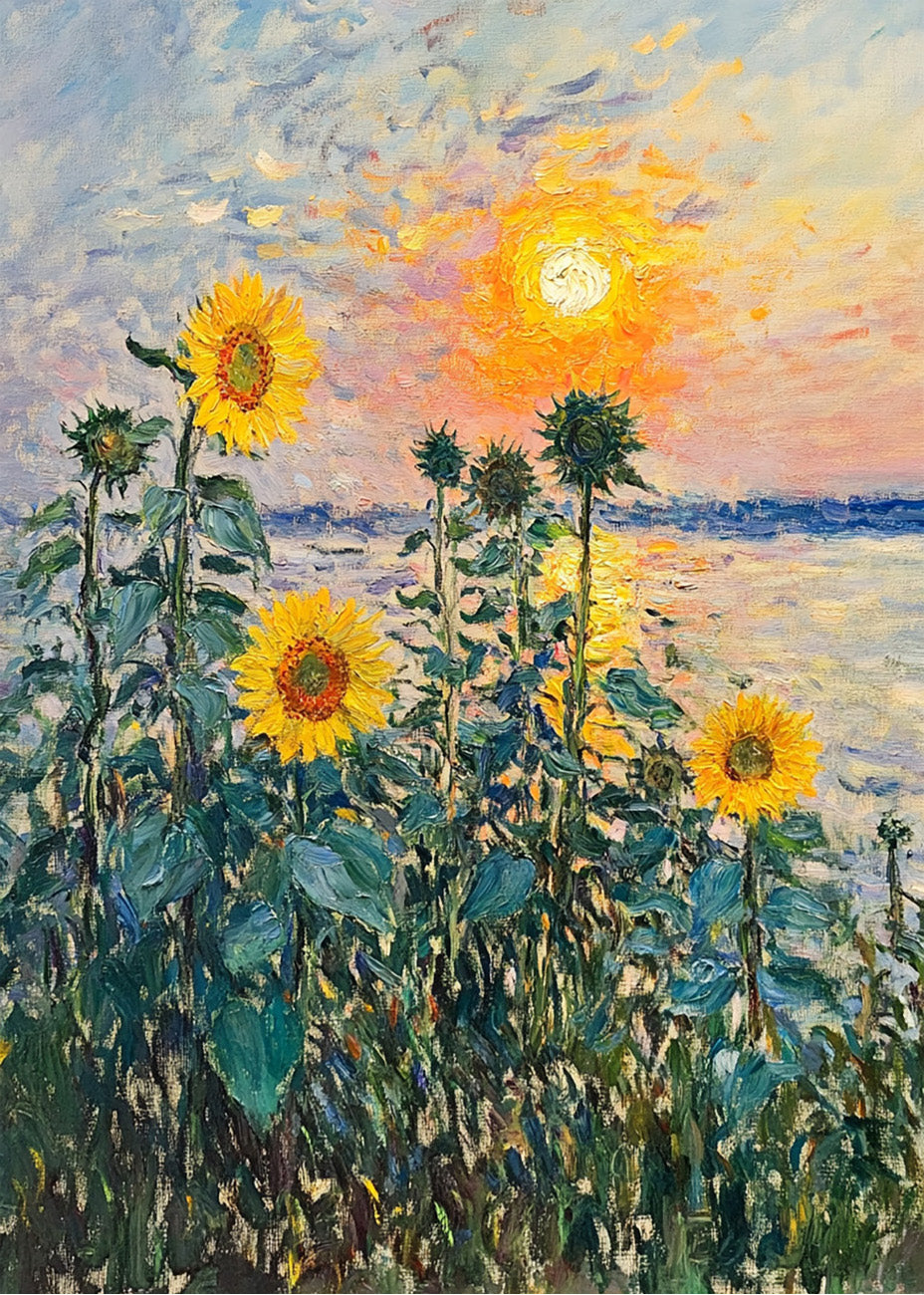 Cuadro Girasoles frente al mar