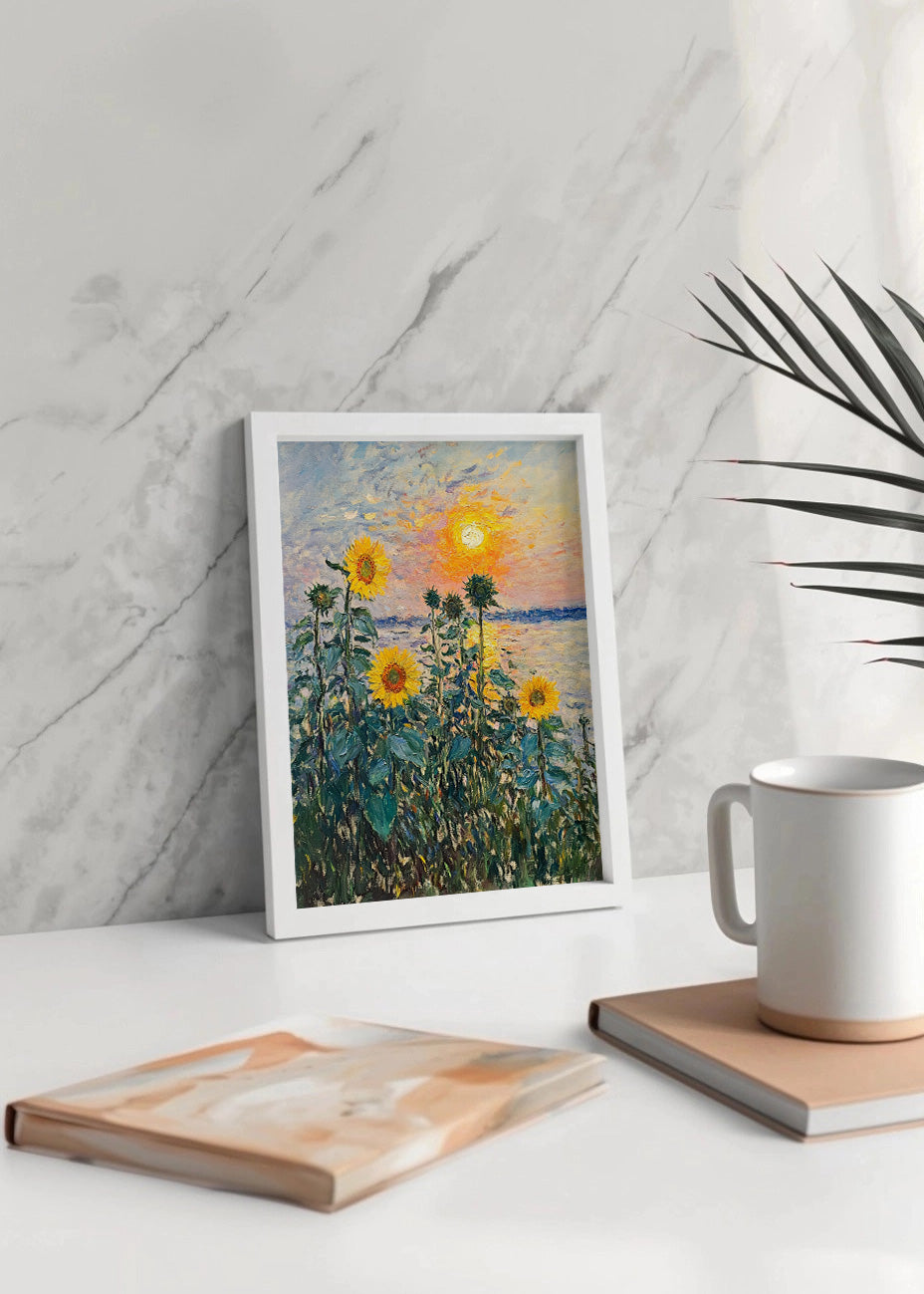 Cuadro Girasoles frente al mar