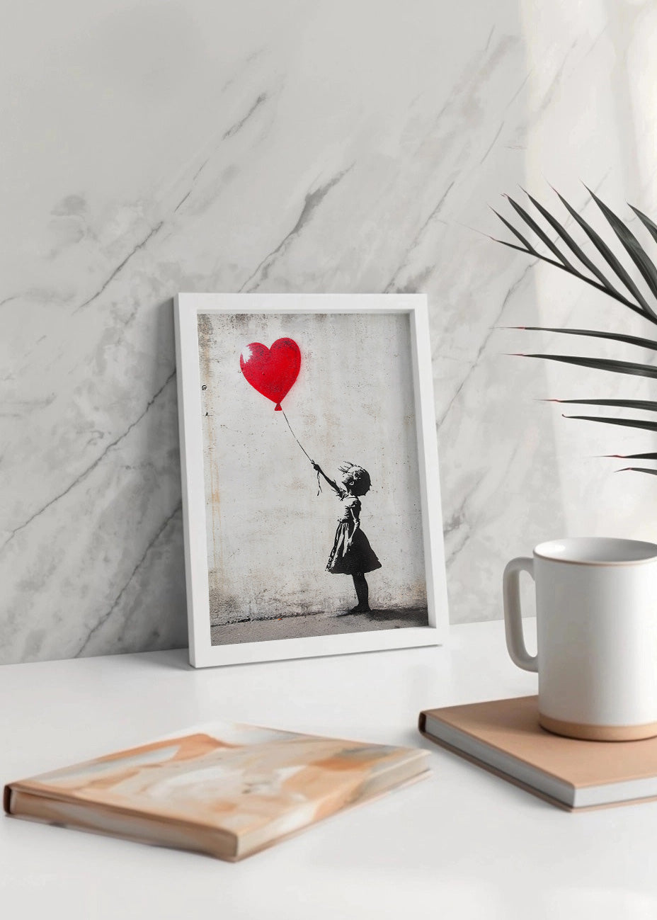 Cuadro Globo de corazón estilo Banksy