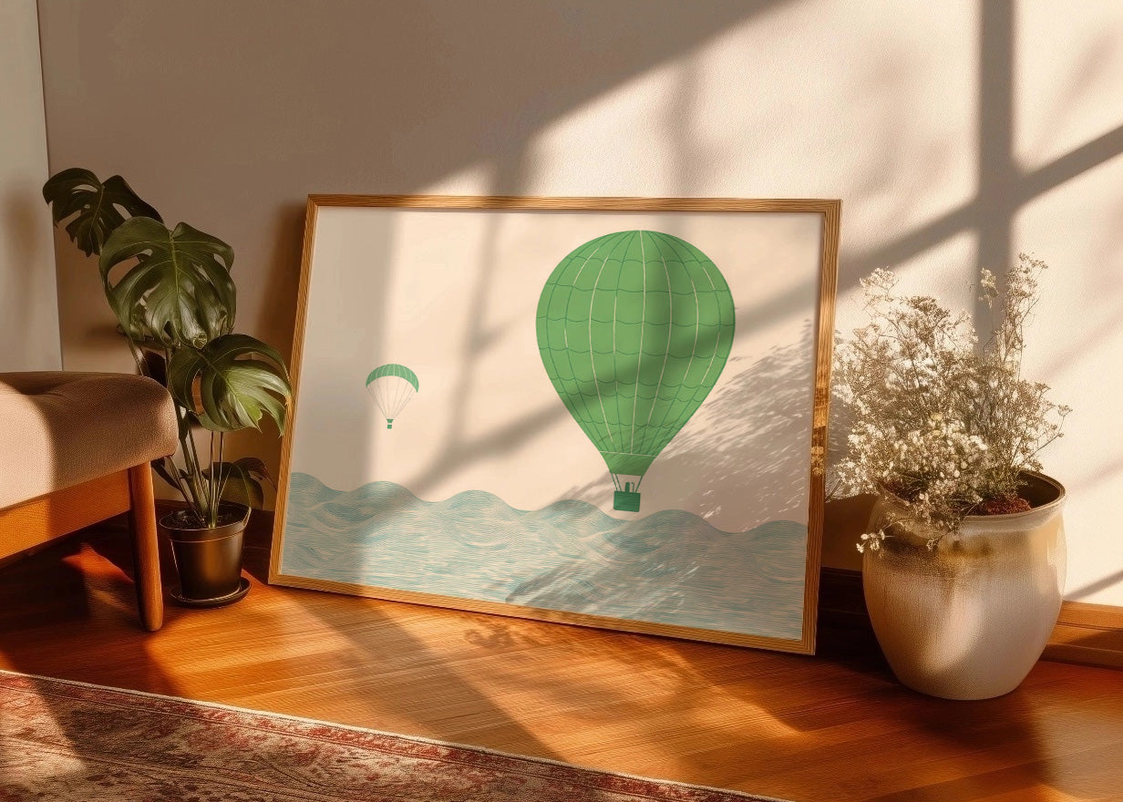 Cuadro Globos a tonos verdes