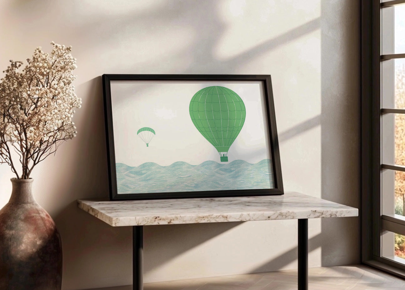 Cuadro Globos a tonos verdes