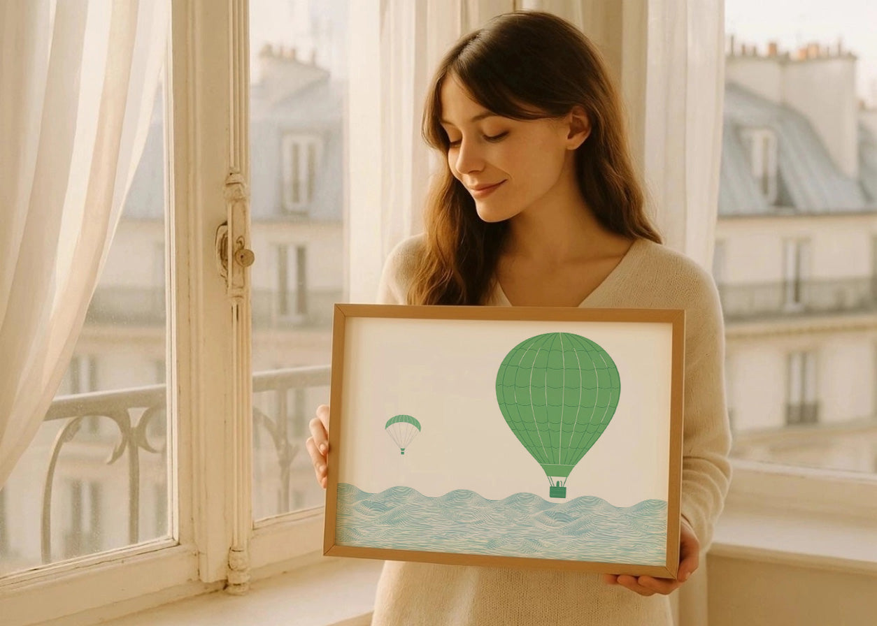 Cuadro Globos a tonos verdes
