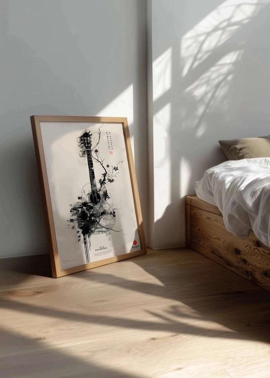 Cuadro Guitarra hecha árbol japonés