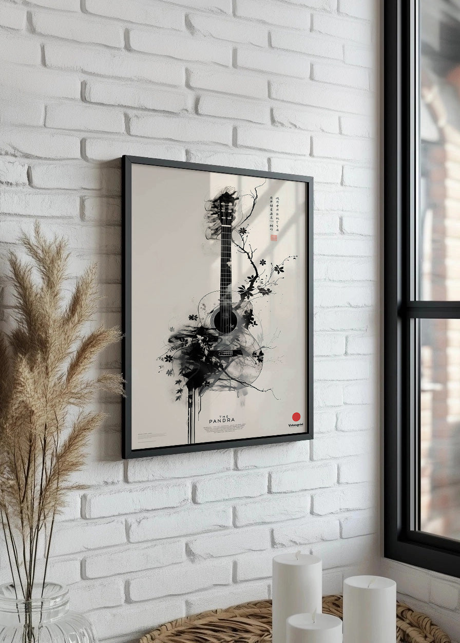 Cuadro Guitarra hecha árbol japonés