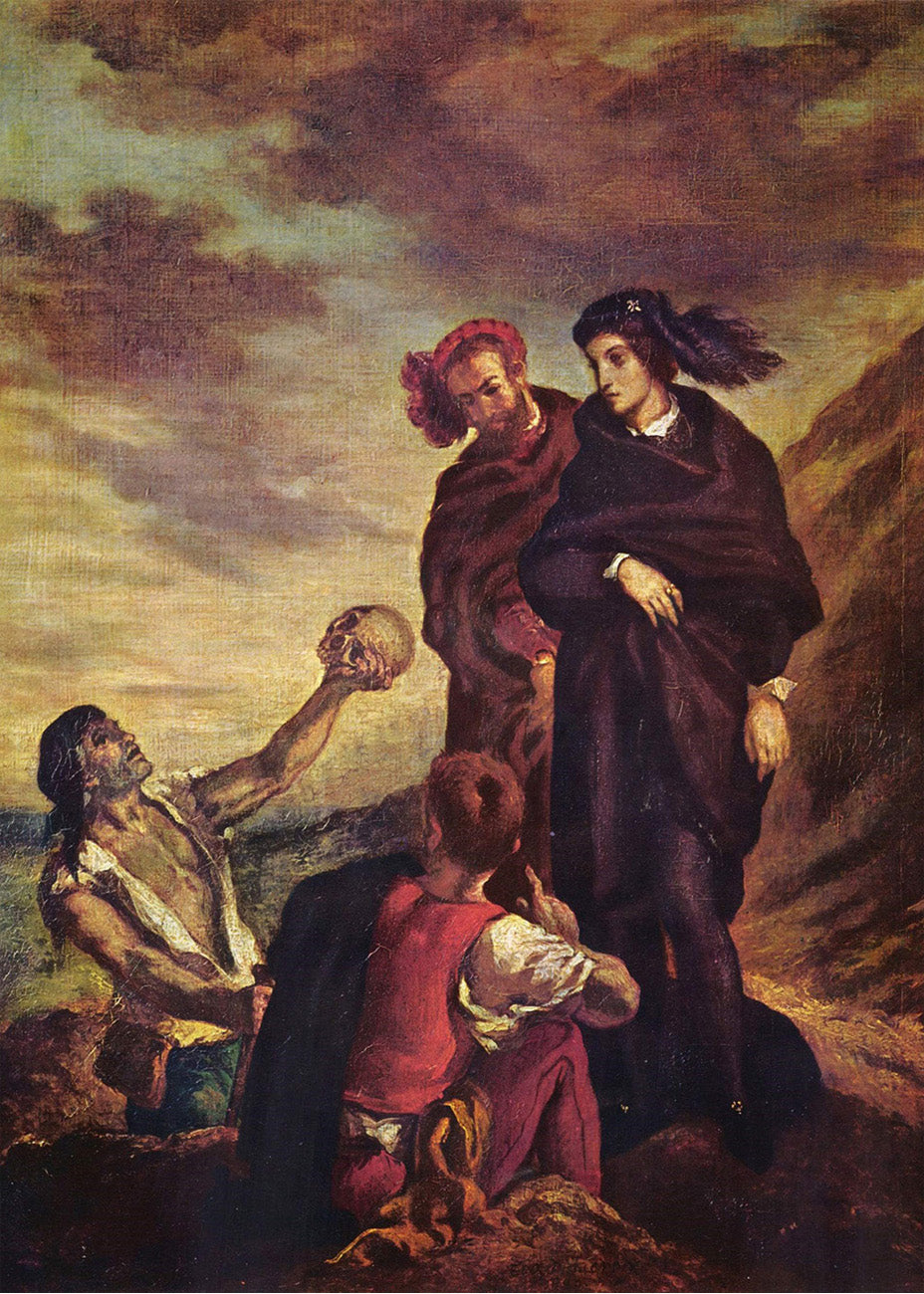 Cuadro Hamlet con Horacio ante el sepulcro de Yorick (Eugene Delacroix)