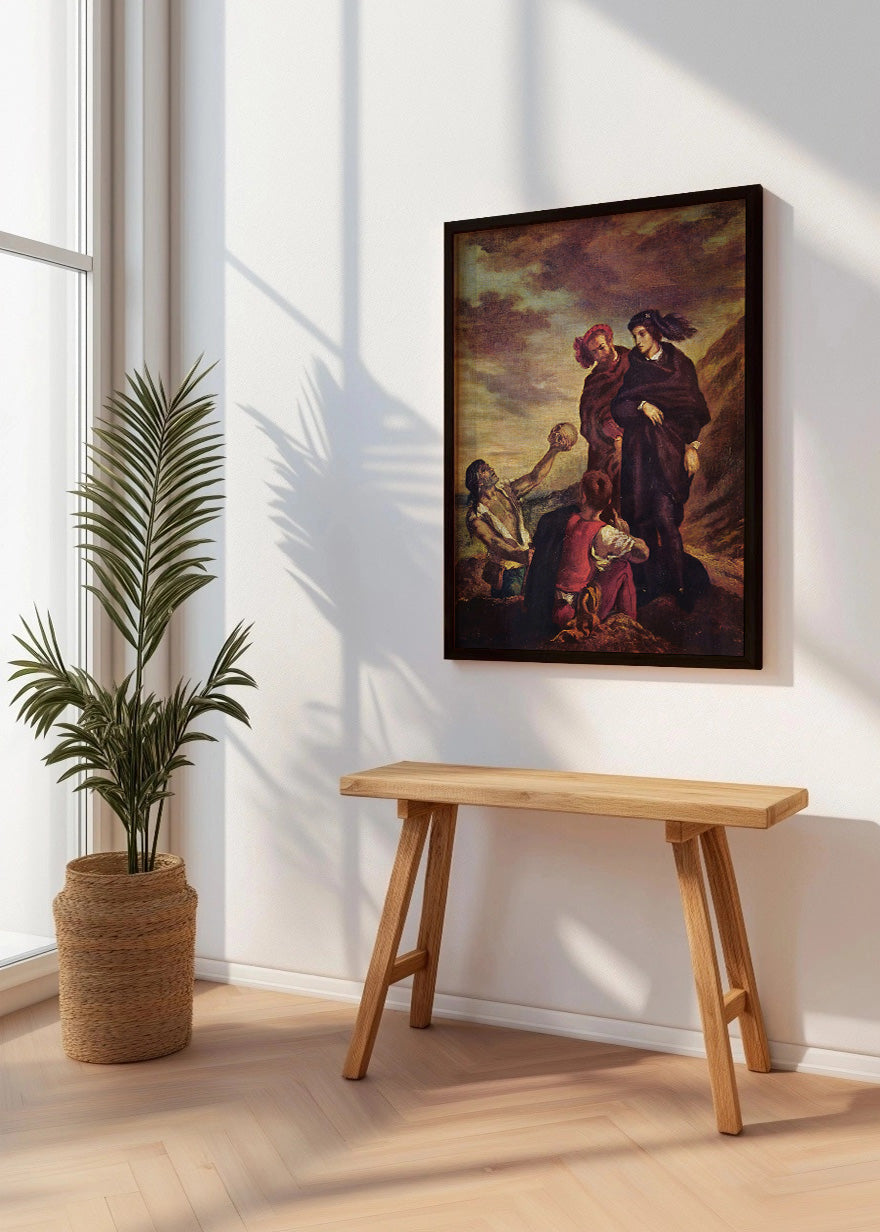 Cuadro Hamlet con Horacio ante el sepulcro de Yorick (Eugene Delacroix)