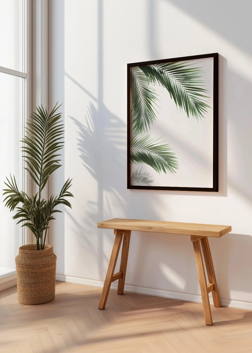 Cuadro Hojas de palmera sobre fondo blanco
