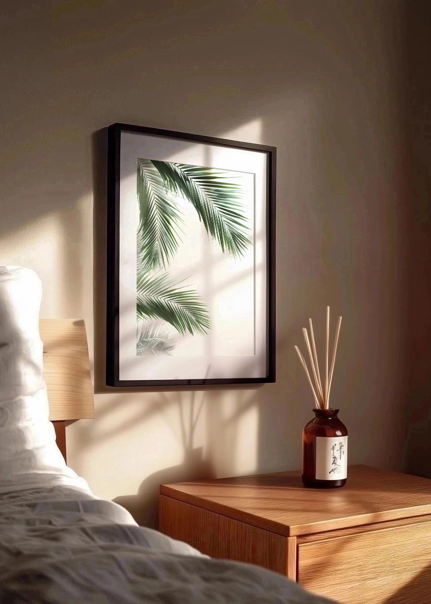 Cuadro Hojas de palmera sobre fondo blanco