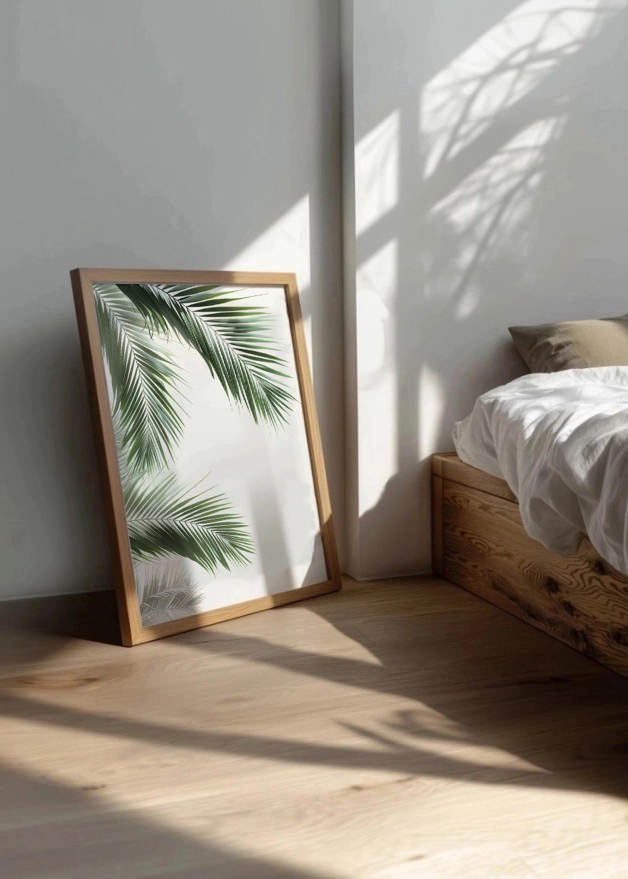 Cuadro Hojas de palmera sobre fondo blanco