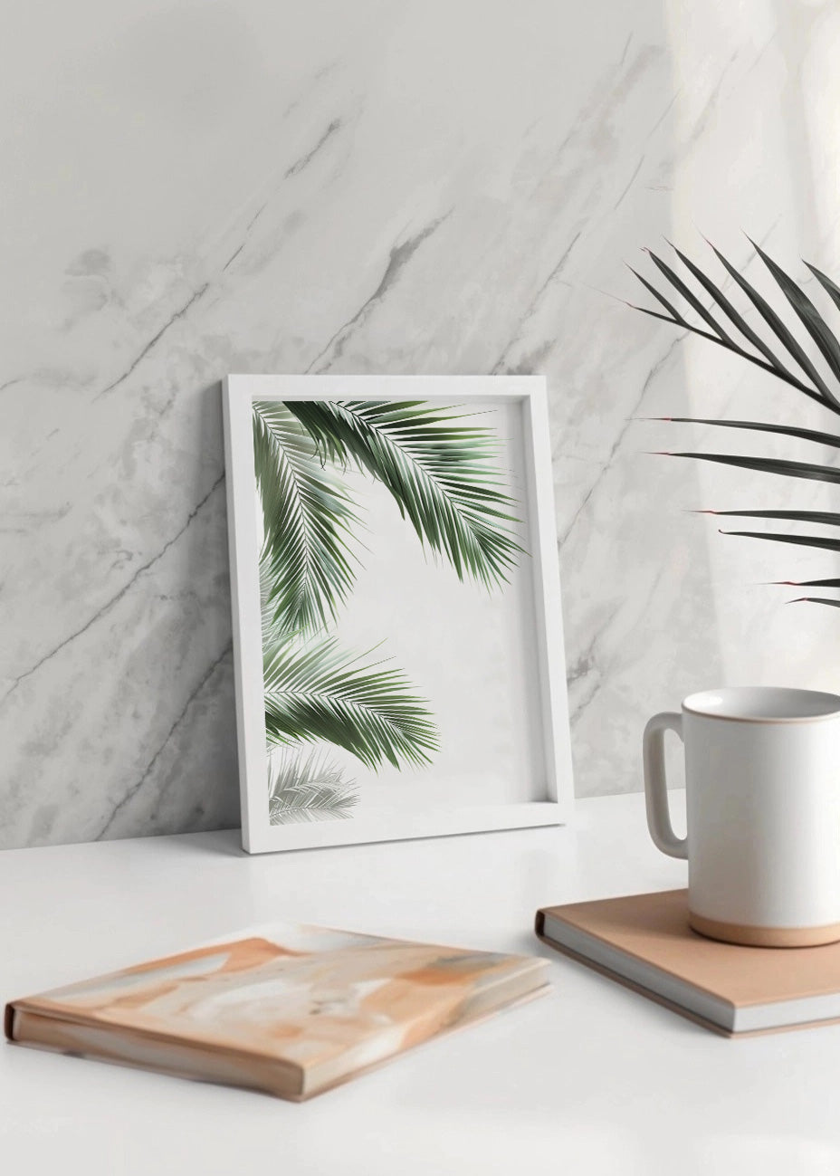 Cuadro Hojas de palmera sobre fondo blanco