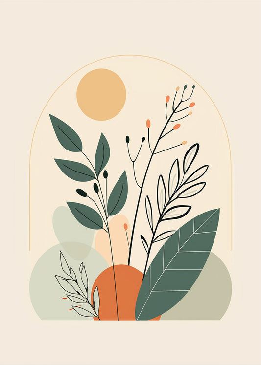 Cuadro Hojas y sol nórdico