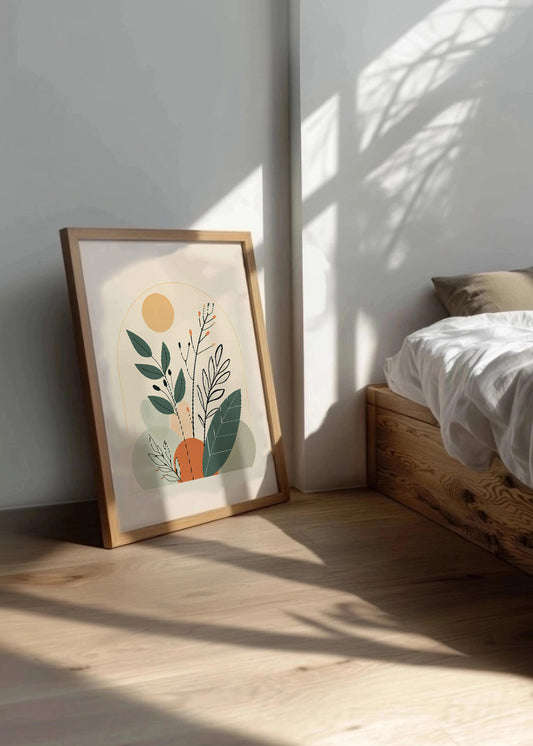 Cuadro Hojas y sol nórdico