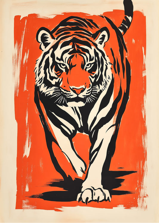 Cuadro Hunter tiger - Naranja