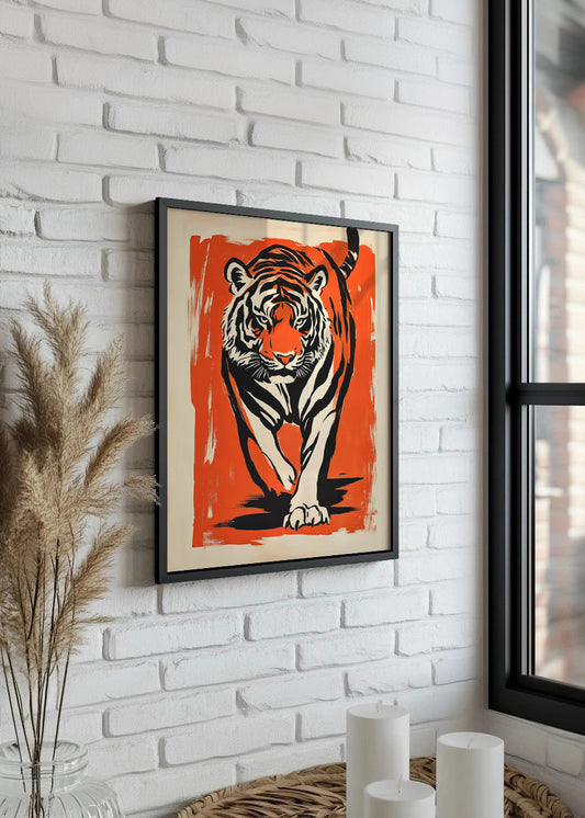 Cuadro Hunter tiger - Naranja