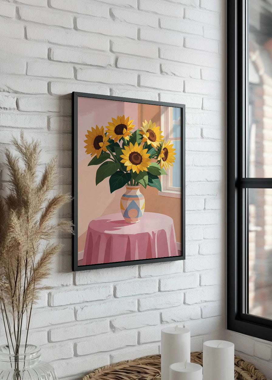 Cuadro Jarron de girasoles minimalista