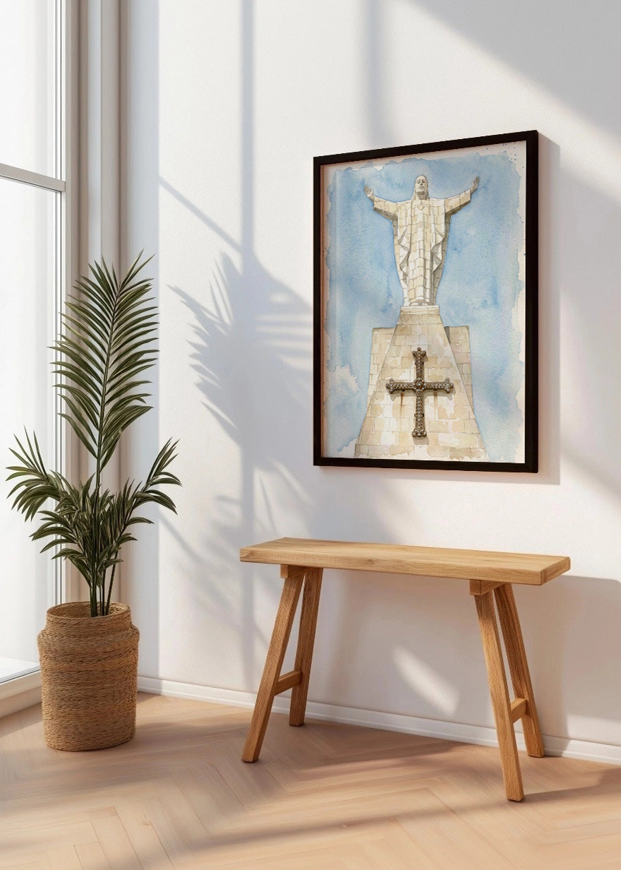 Cuadro Jesús del Sagrado Corazón - Acuarela