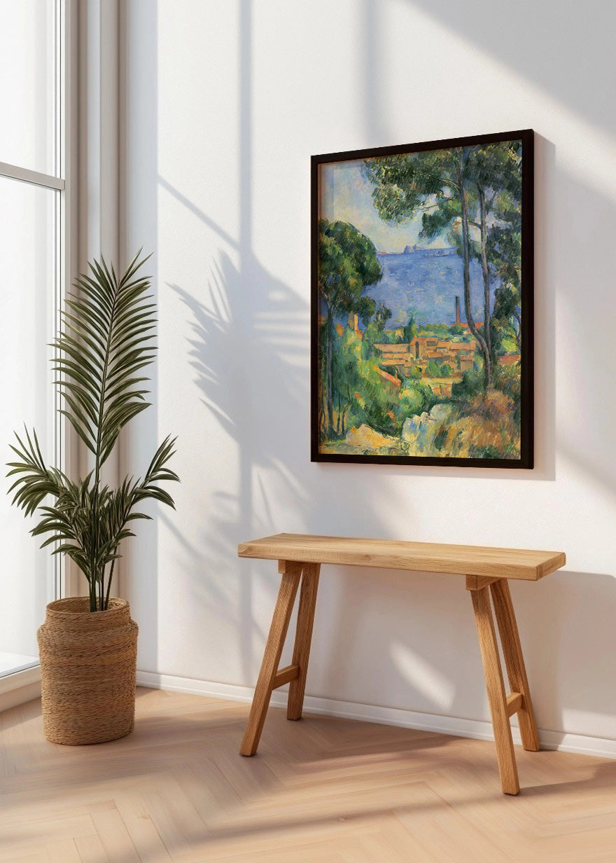 Cuadro L Estaque a través de los árboles (Cezanne)