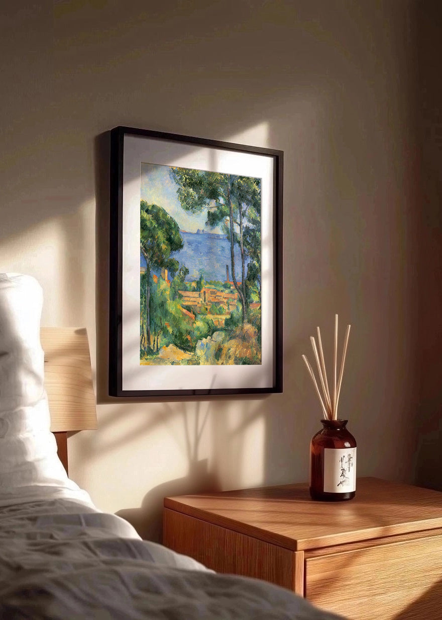Cuadro L Estaque a través de los árboles (Cezanne)