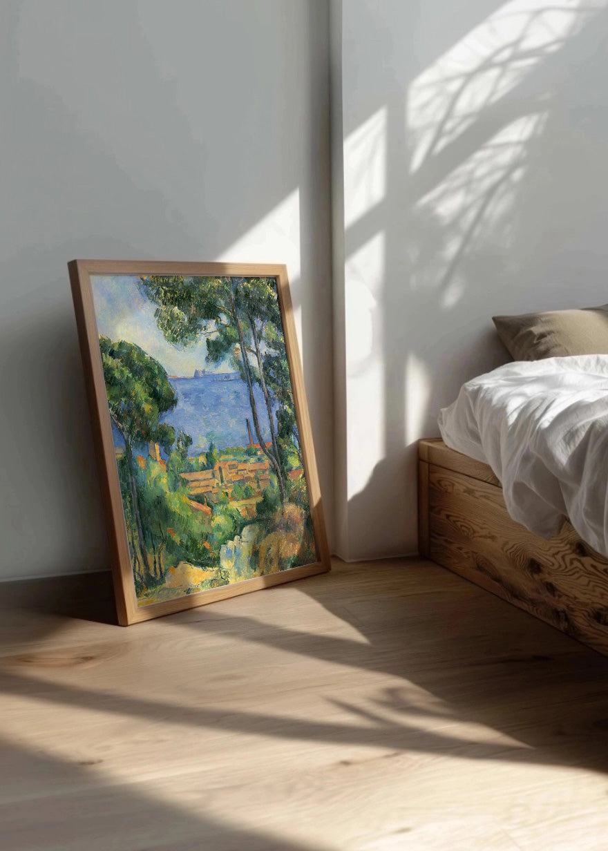 Cuadro L Estaque a través de los árboles (Cezanne)