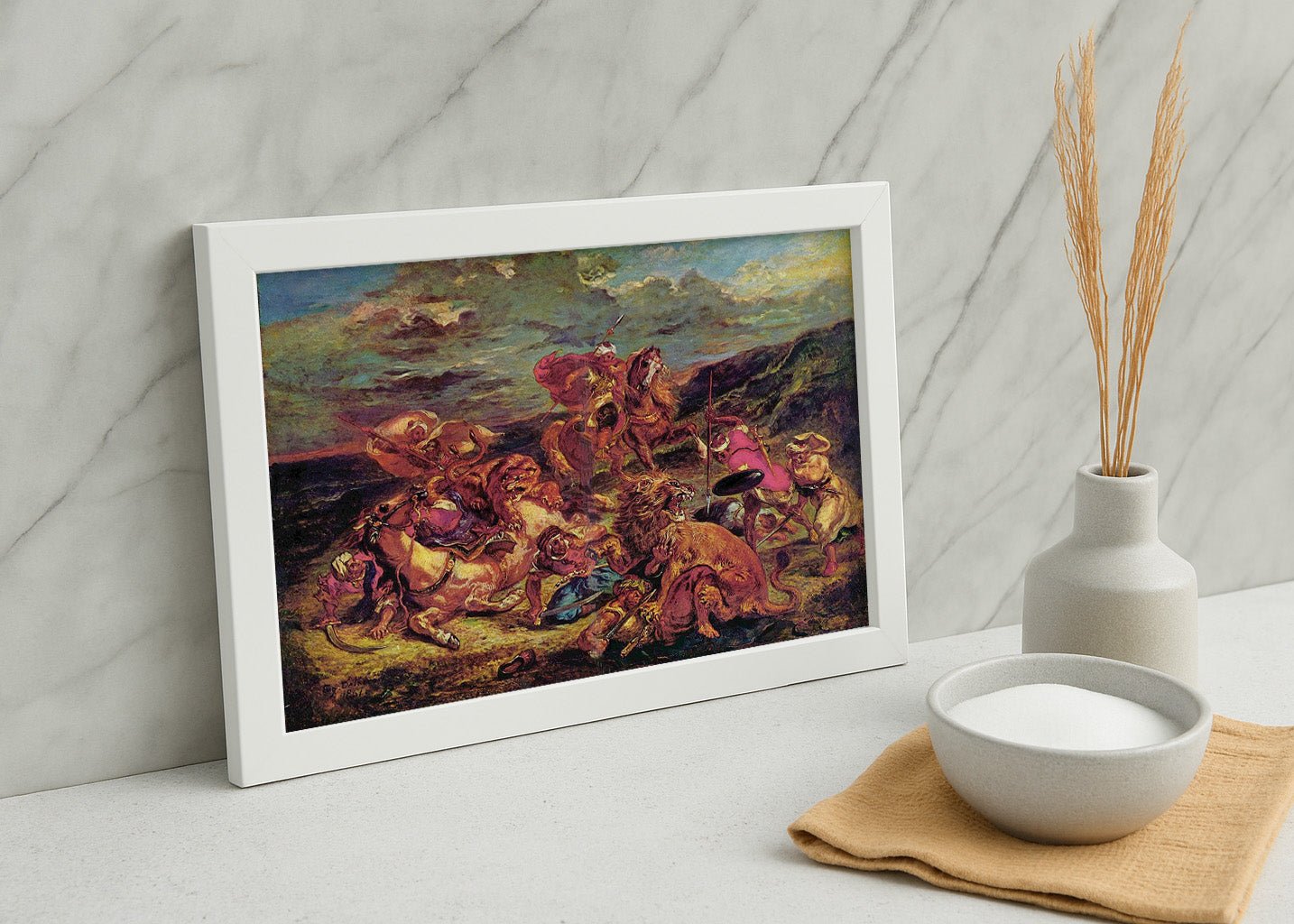 Cuadro La Caza del León (Eugene Delacroix)