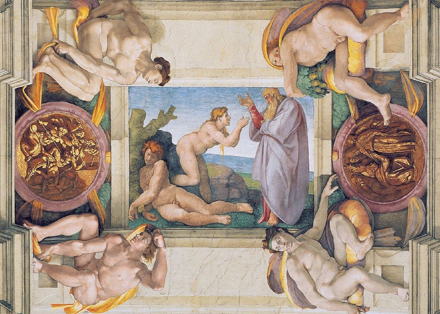 Cuadro La Creación de Eva (Miguel Ángel Michelangelo)