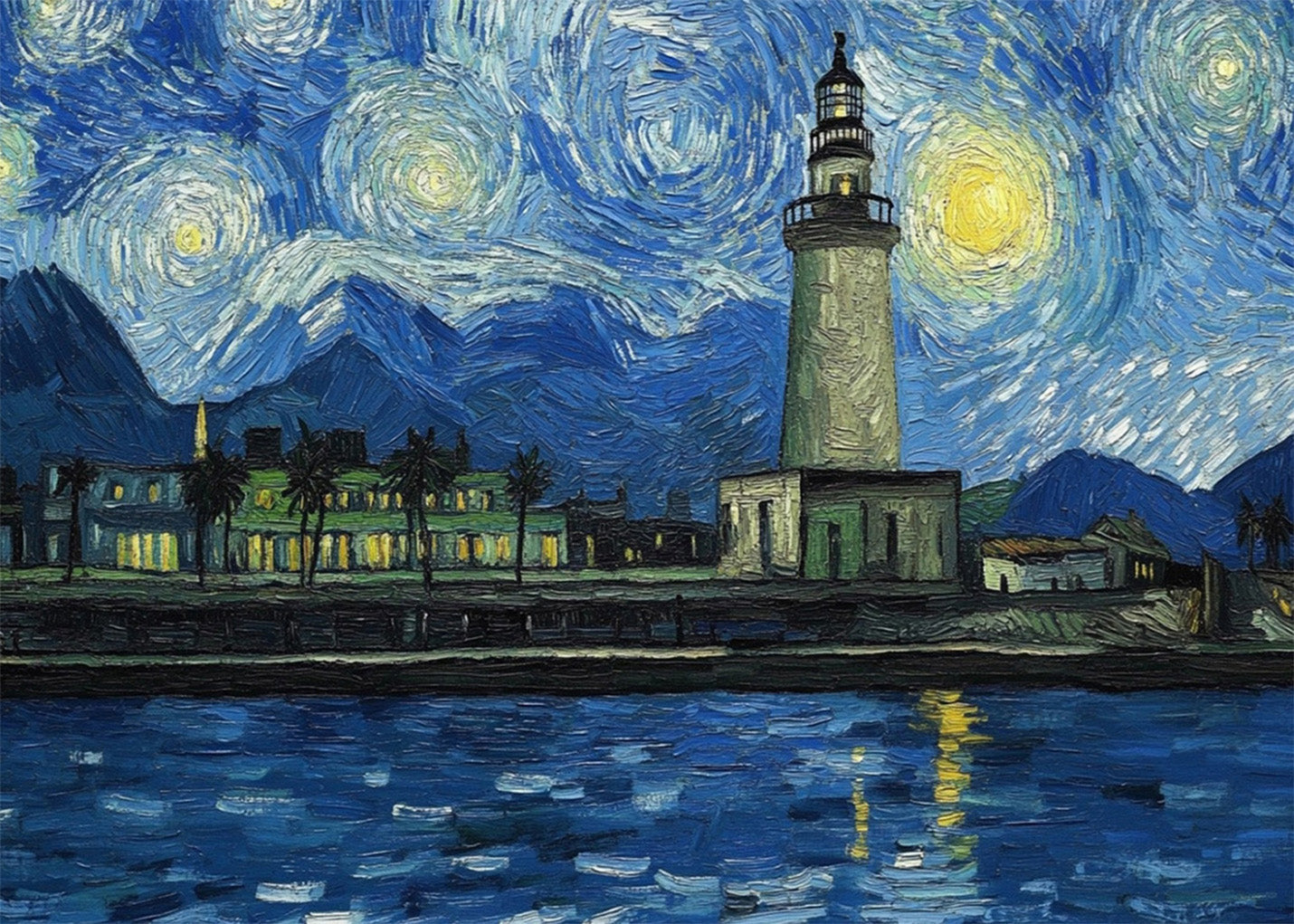 Cuadro La Farola de Málaga - Van Gogh