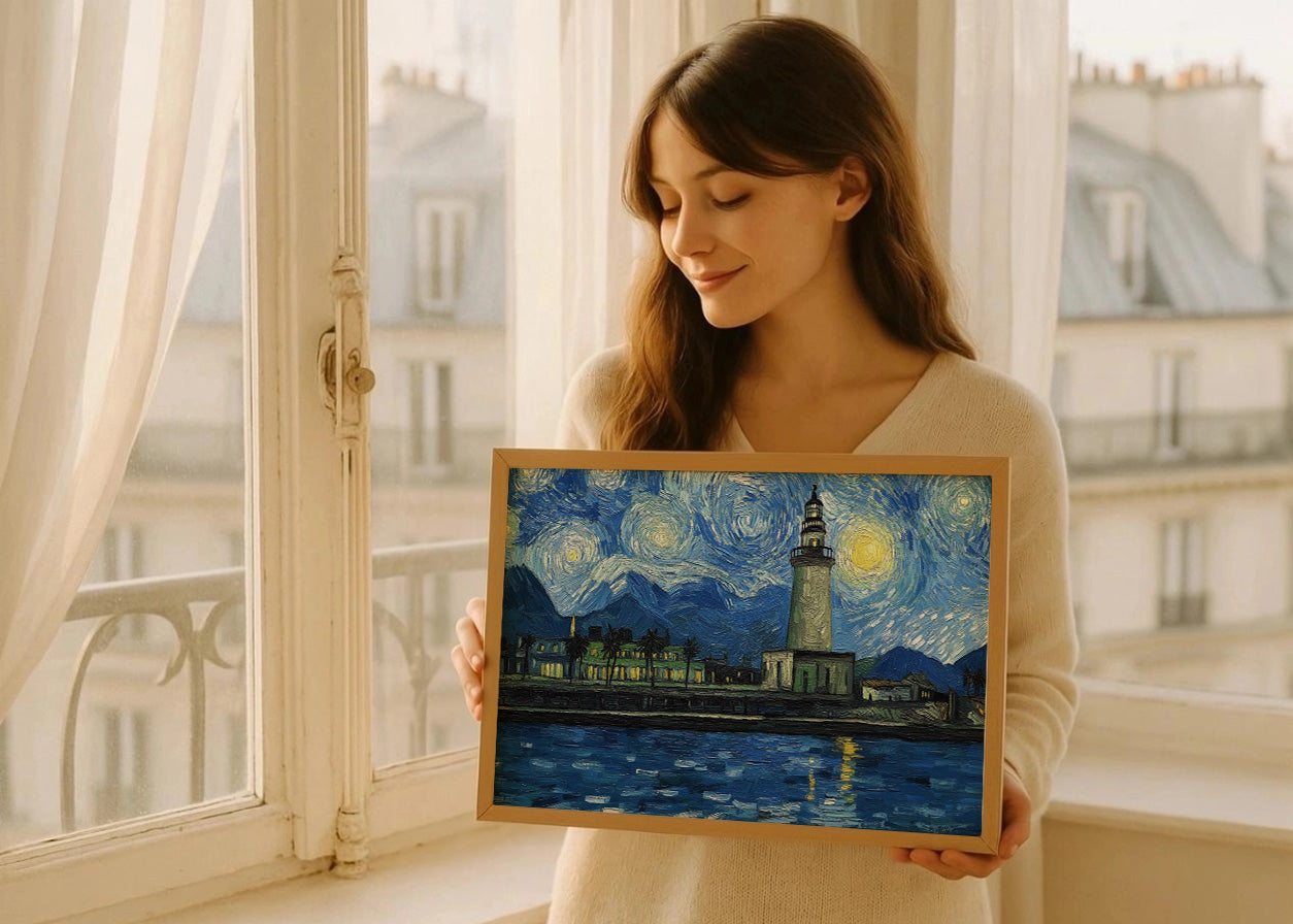 Cuadro La Farola de Málaga - Van Gogh