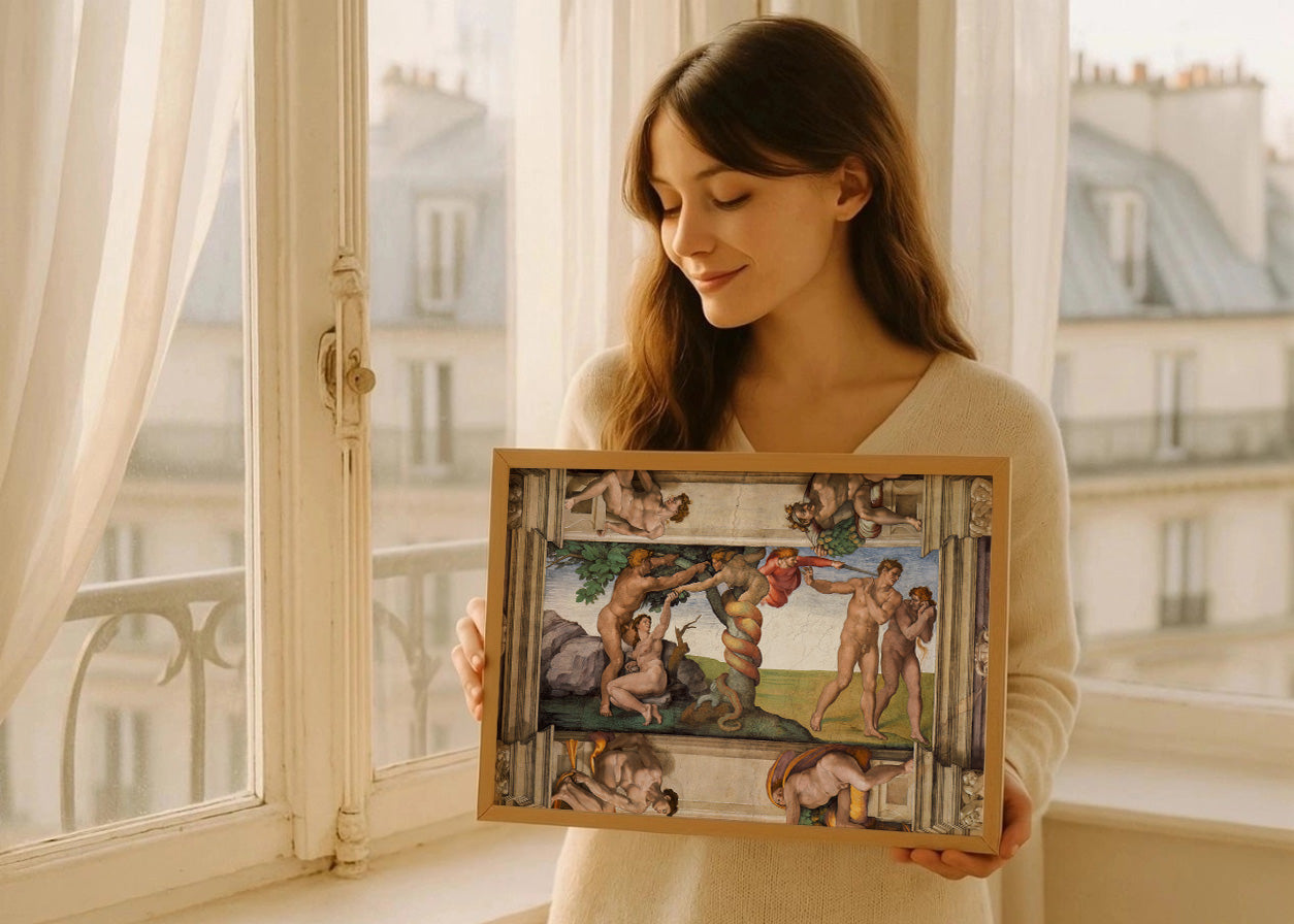 Cuadro La Tentación y la Expulsión del Paraíso (Miguel Ángel - Michelangelo)