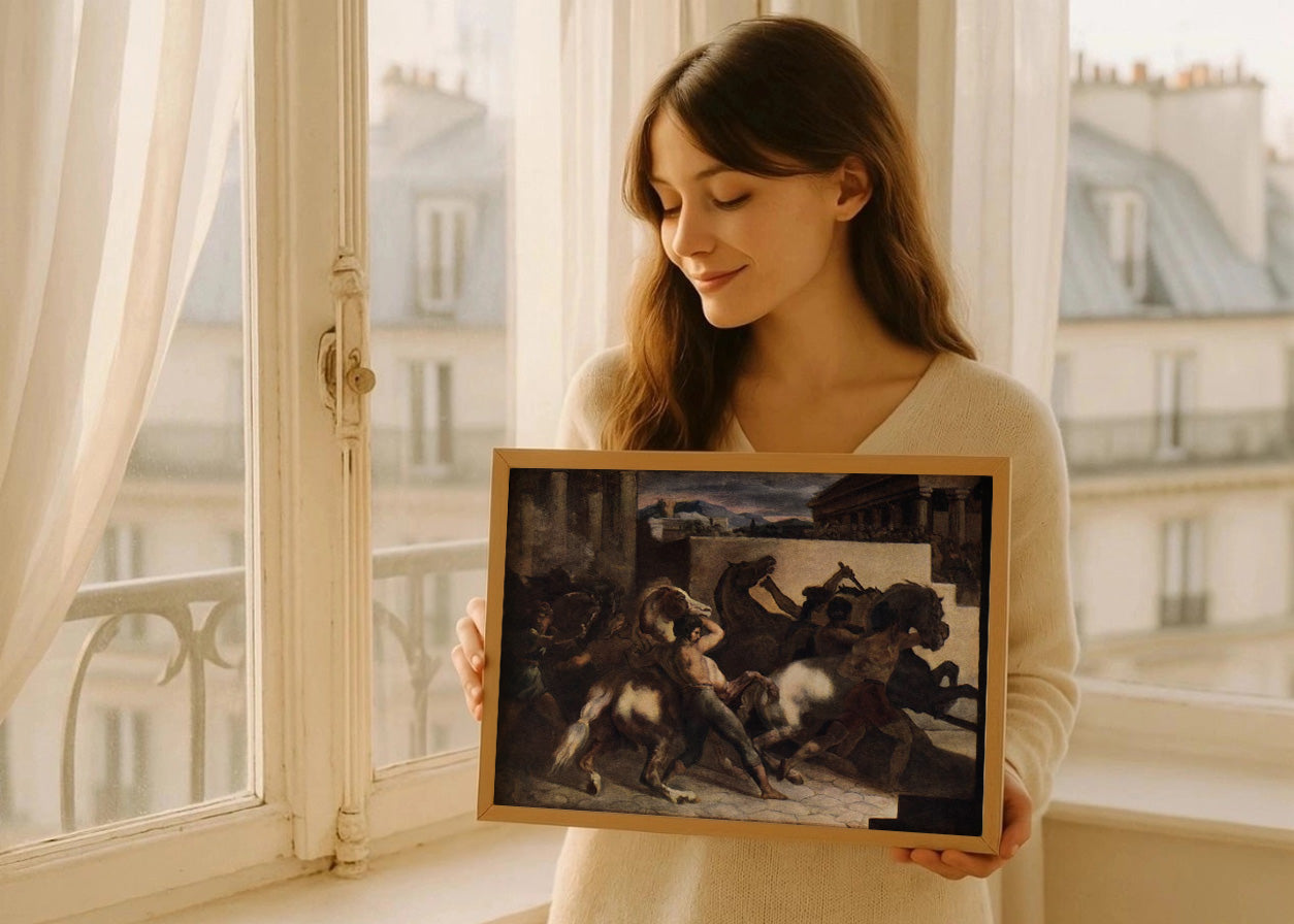 Cuadro La carrera de caballos en Epsom (Theodore Gericault)