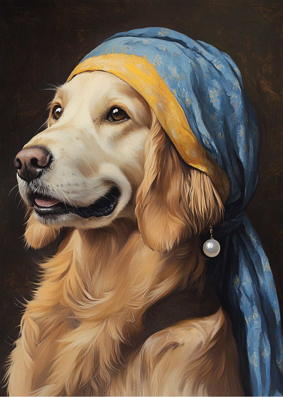 Cuadro La joven de la perla - perro