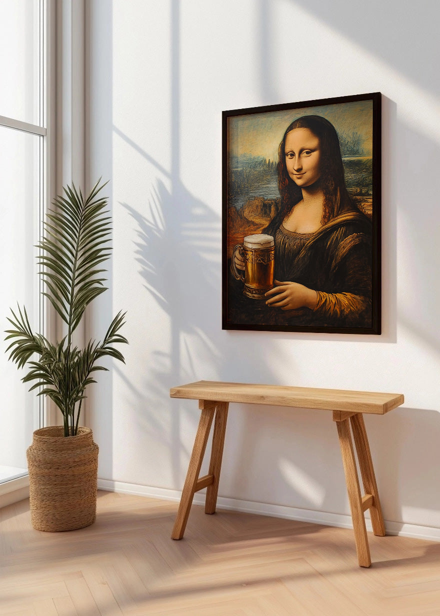 Cuadro La mona lisa bebiendo cerveza