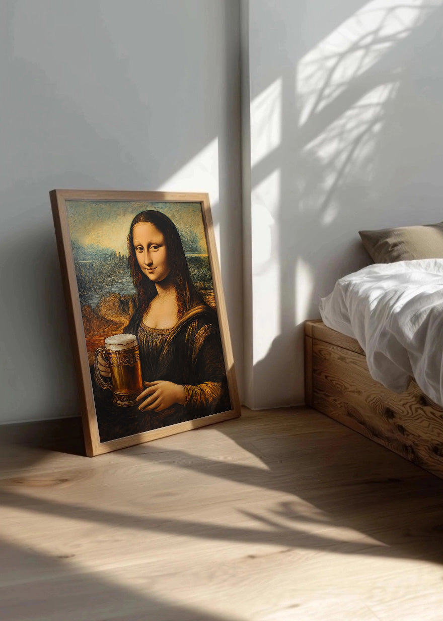 Cuadro La mona lisa bebiendo cerveza