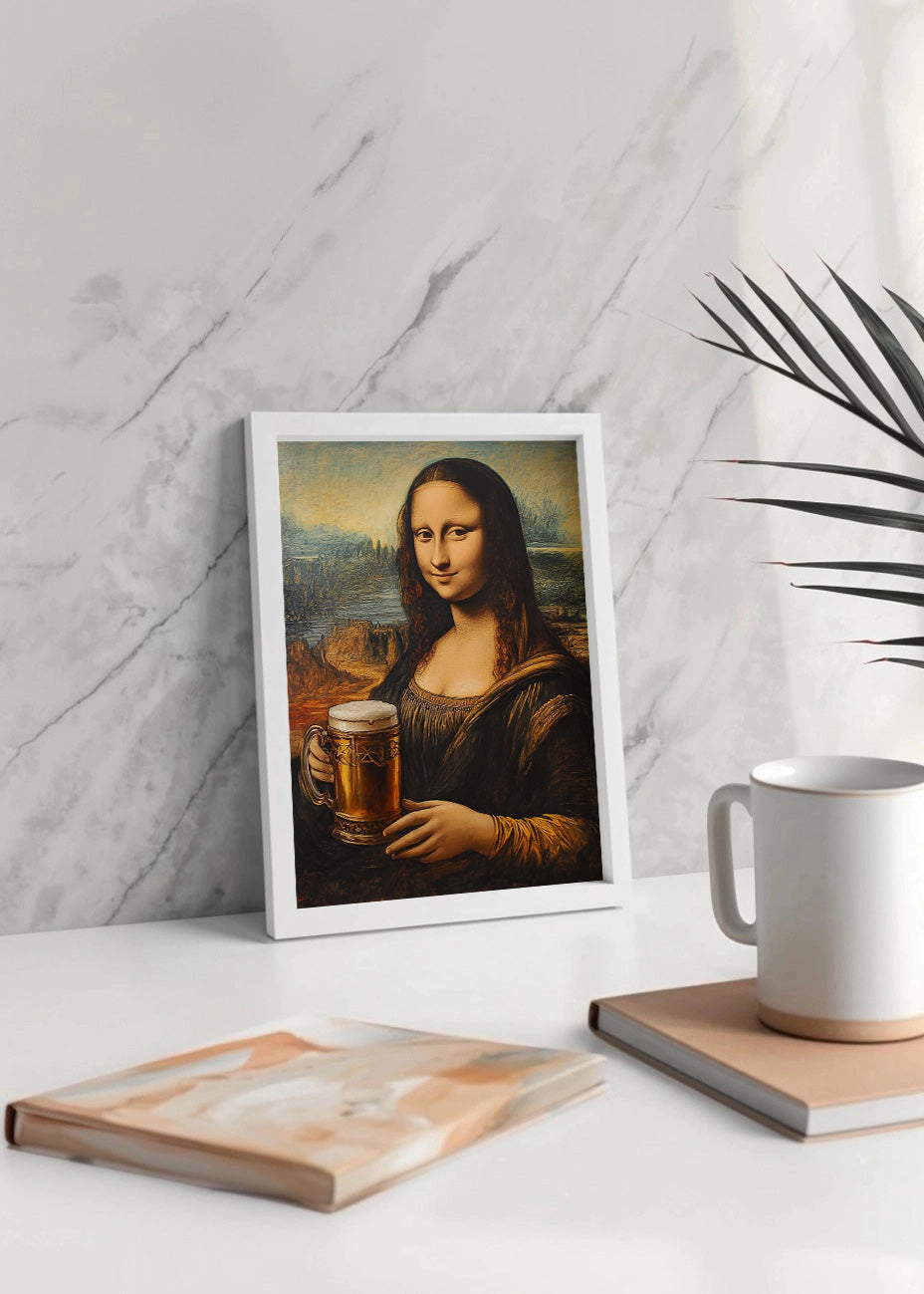 Cuadro La mona lisa bebiendo cerveza