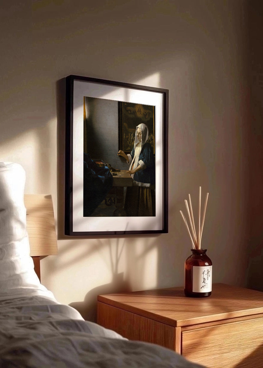 Cuadro La tasadora de Perlas - Mujer con una balanza (Johannes Vermeer)