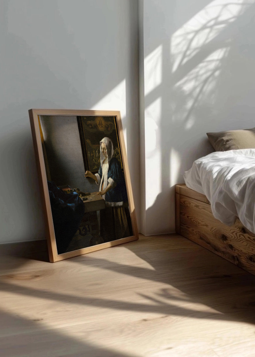 Cuadro La tasadora de Perlas - Mujer con una balanza (Johannes Vermeer)
