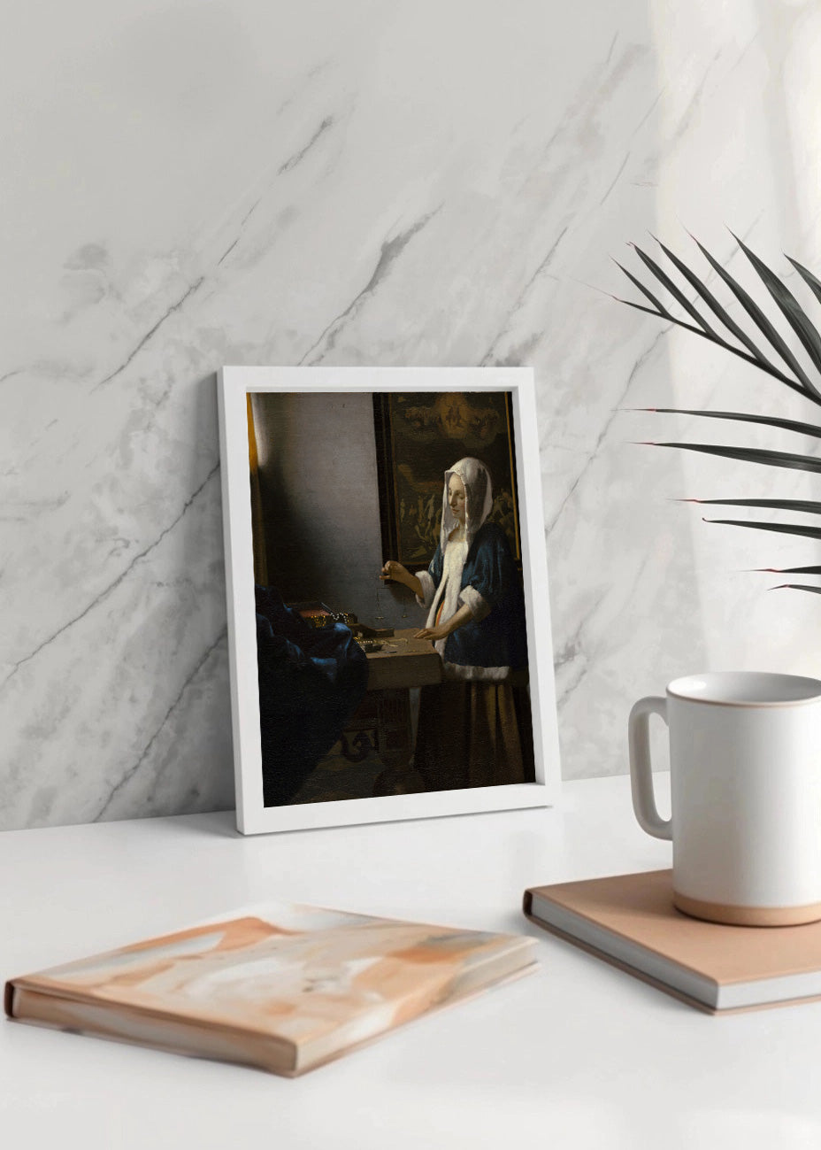 Cuadro La tasadora de Perlas - Mujer con una balanza (Johannes Vermeer)