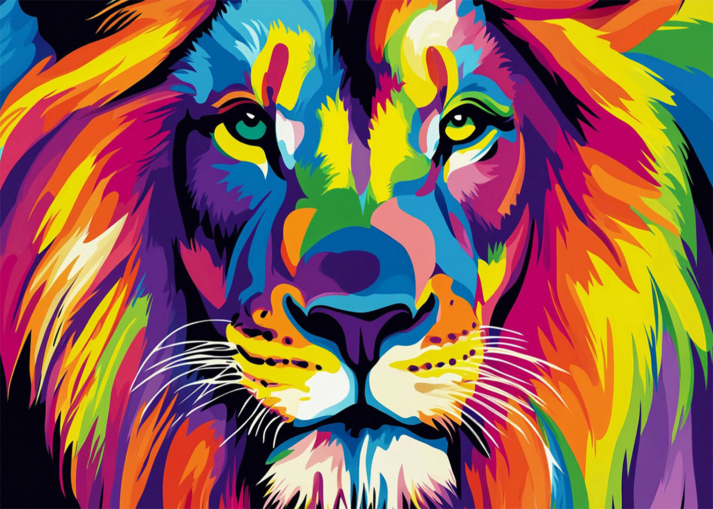 Cuadro Leon de colores
