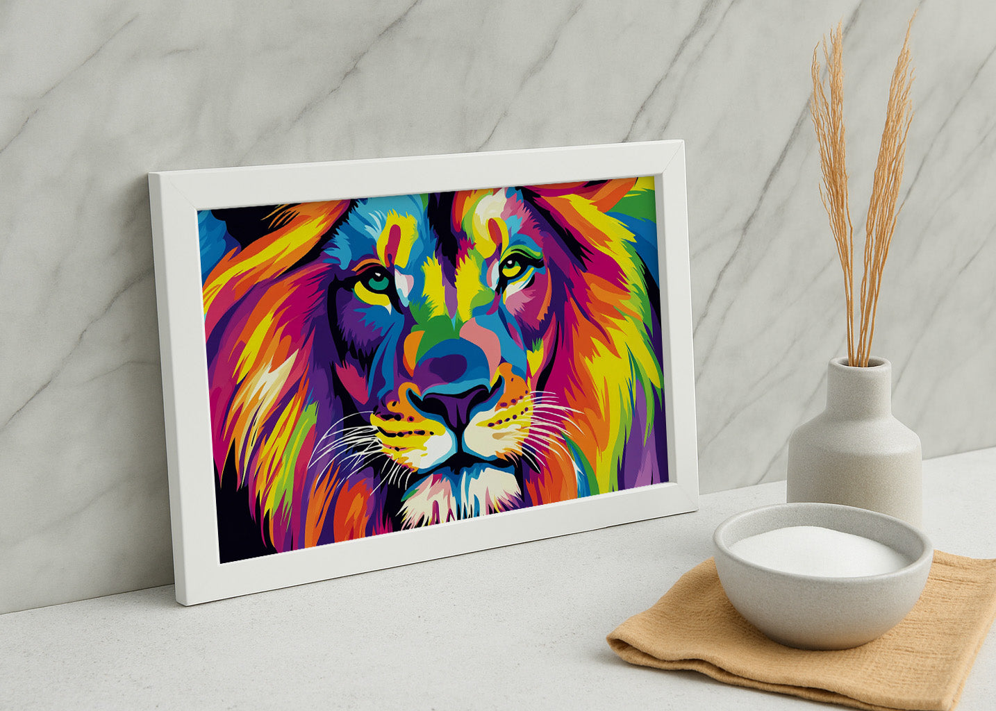 Cuadro Leon de colores