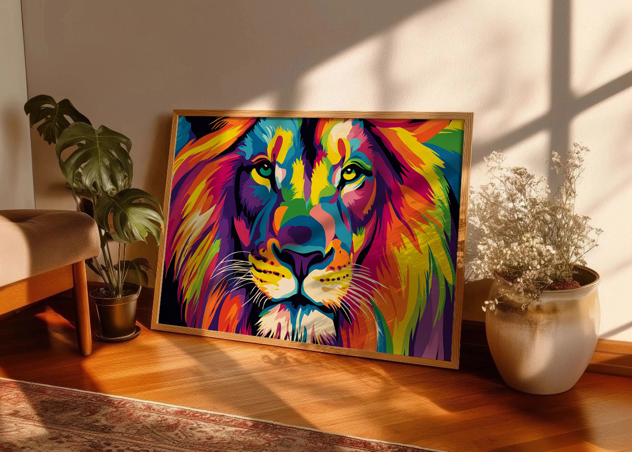 Cuadro Leon de colores