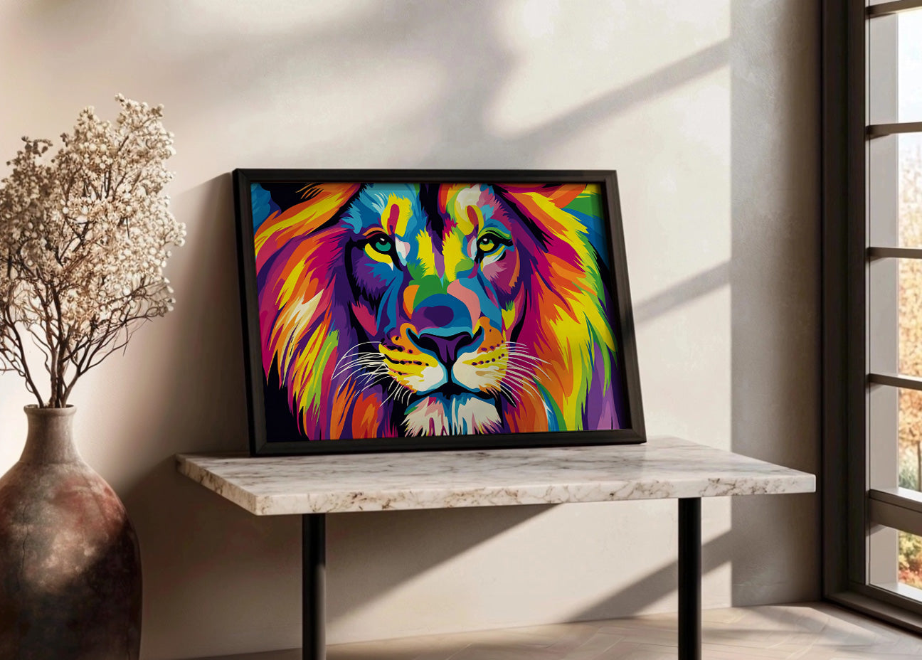 Cuadro Leon de colores