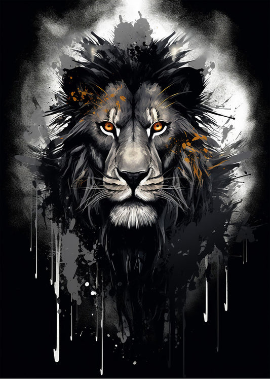 Cuadro León de ojos amarillos en estilo acuarela