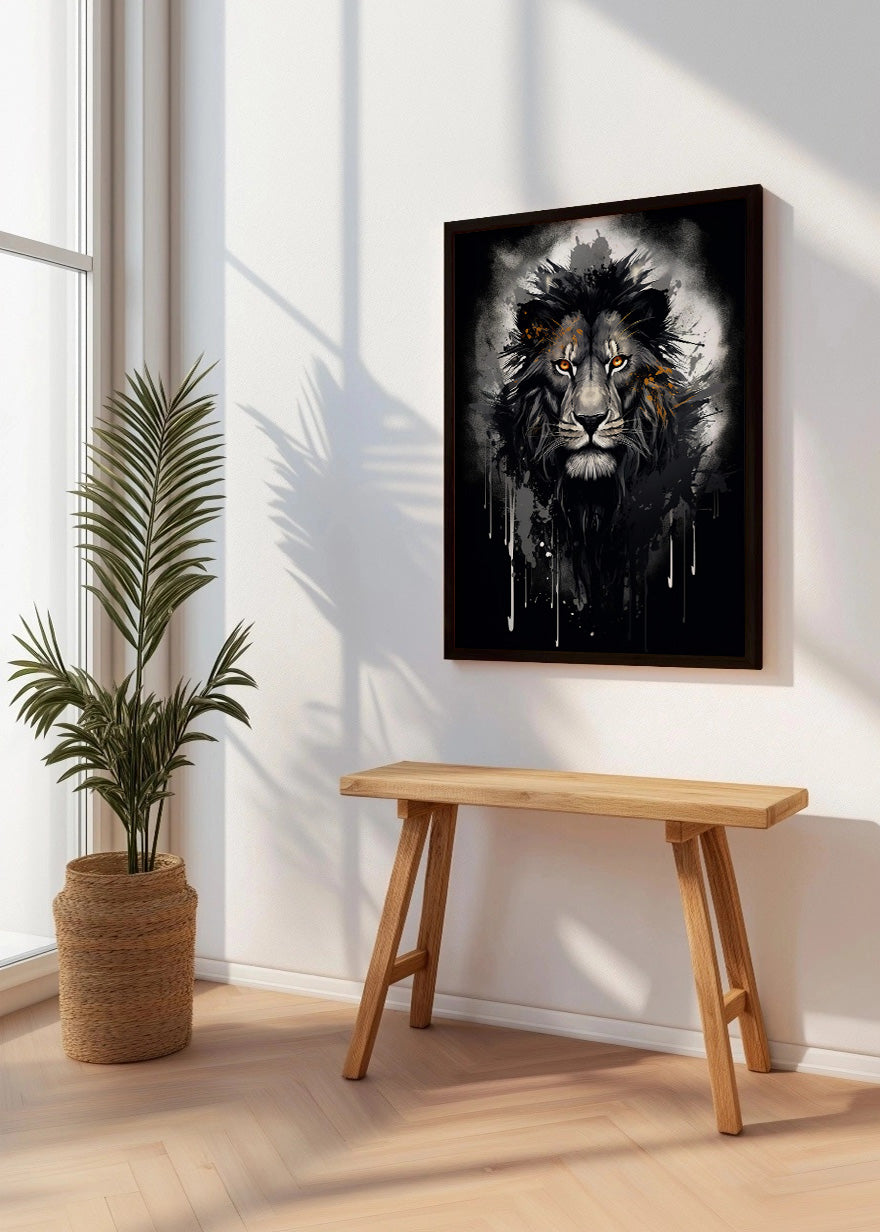 Cuadro León de ojos amarillos en estilo acuarela