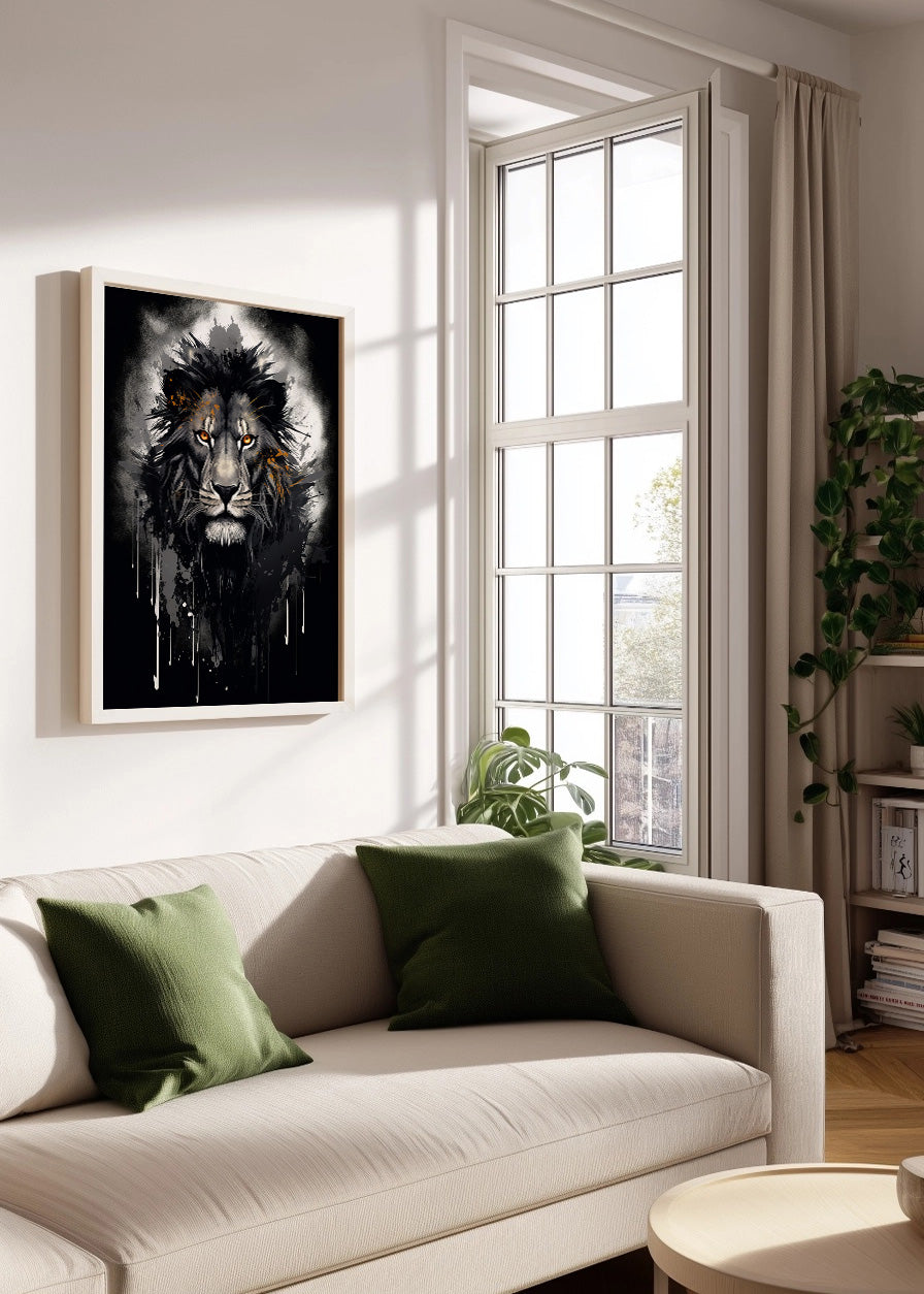 Cuadro León de ojos amarillos en estilo acuarela