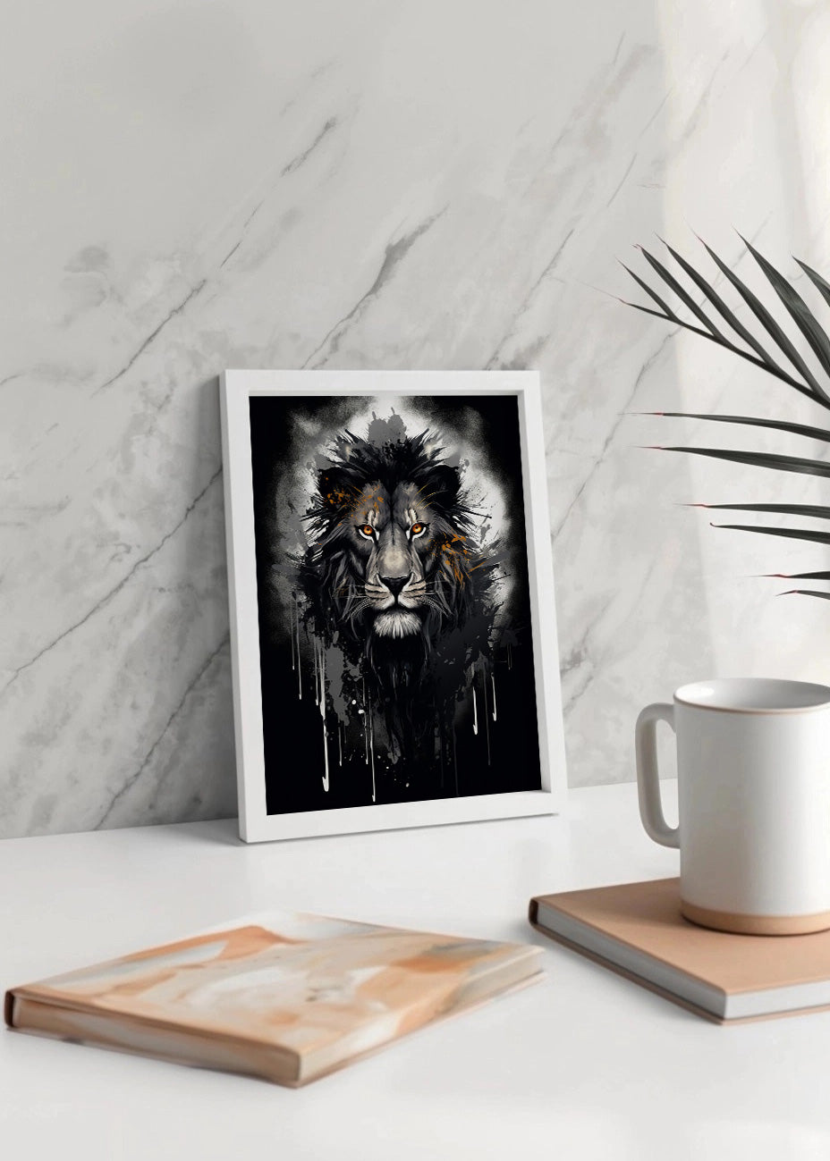 Cuadro León de ojos amarillos en estilo acuarela