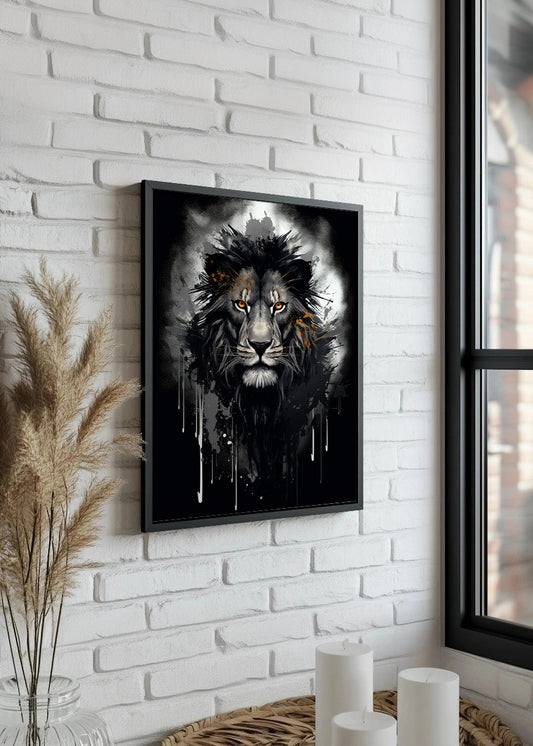 Cuadro León de ojos amarillos en estilo acuarela