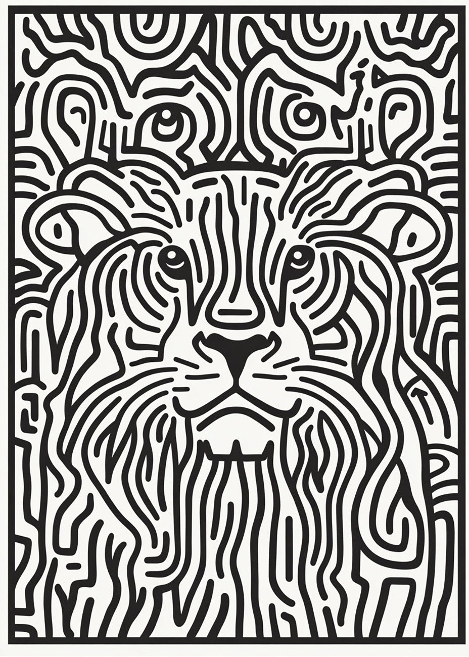 Cuadro León en formato línea